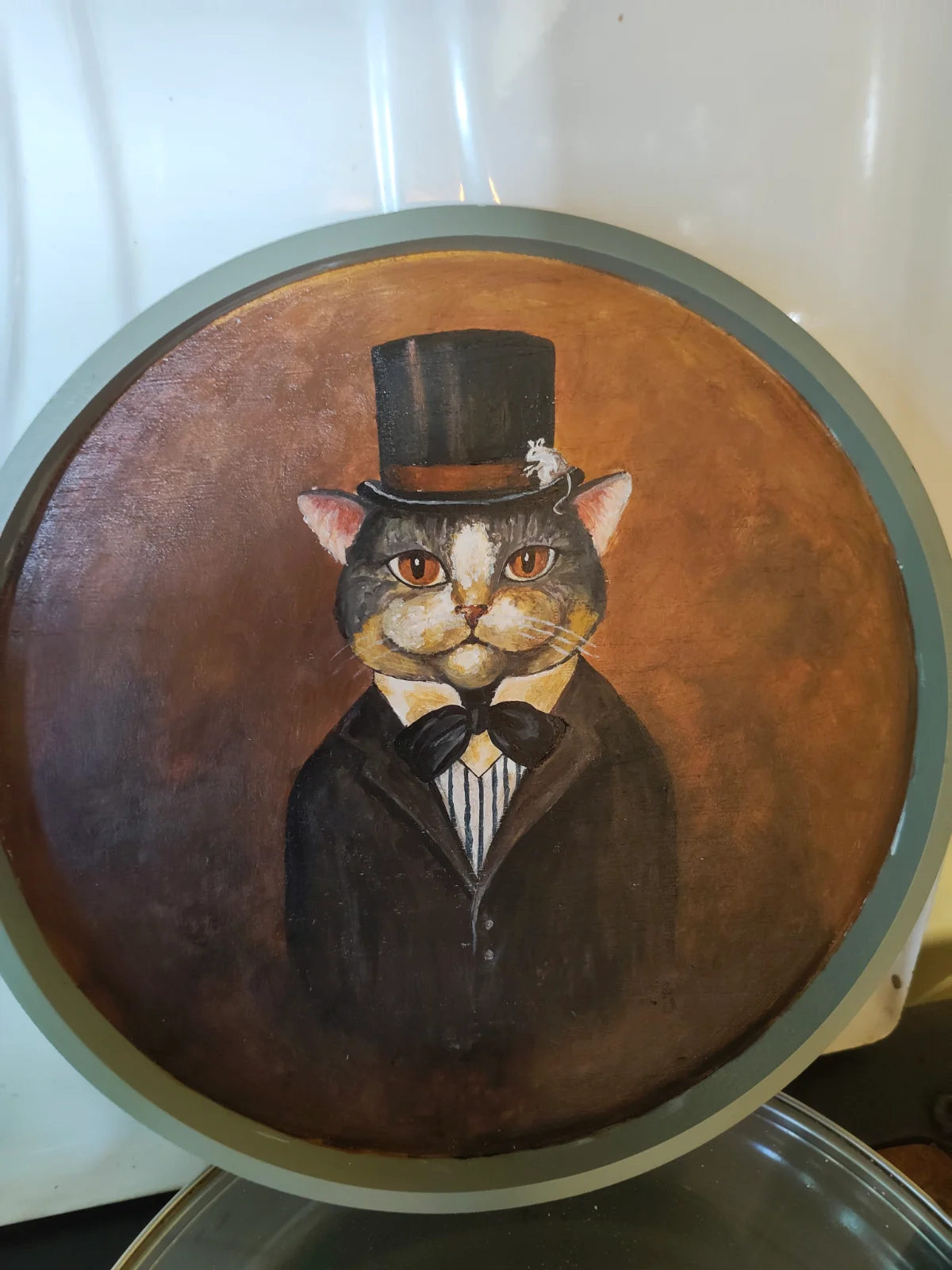 Ritratto di gatto acrilico su legno